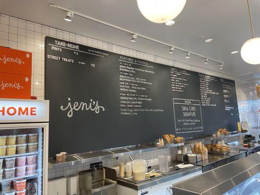 Jeni's chalkboard menu