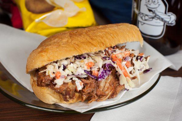 The best hot sandwich....Pulled Pork! Did you know we bake the bread for this sandwich every day?