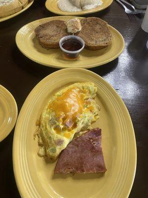 Pick three - Denver omelette, ham, cinnamon French toast