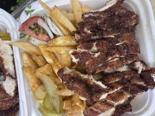 Chicken cream chop with fries,serve with two sides