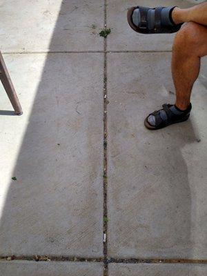 Cigarette butts covering patio floor