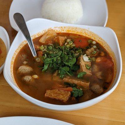 Tom yum soup with tofu