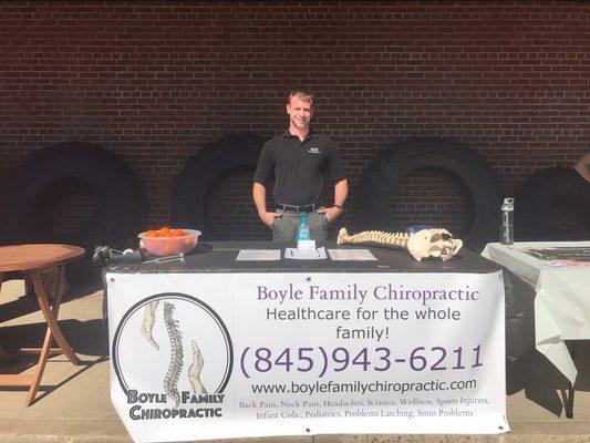 Dr. Boyle out in the community offering information about chiropractic care!