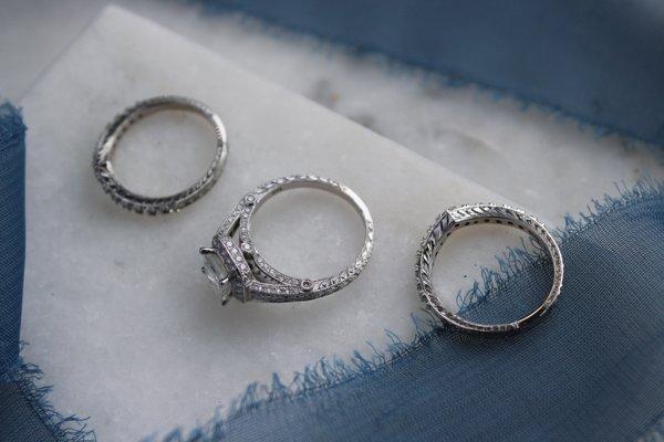 Custom Hand-engraved wedding set