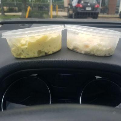 Potato salad (left), cole slaw (right)