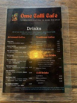 Drink menu