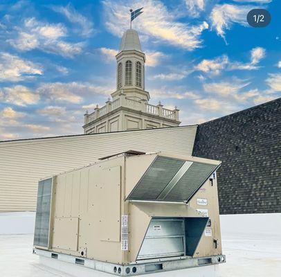 A beautiful view of the brand new rooftop unit installed at Mason Christian Village.