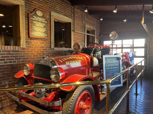 What a cool old firetruck inside the restaurant