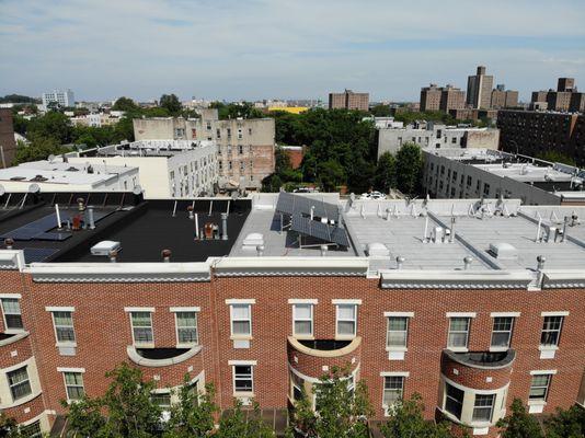 Solar equipment canopy Installed on a flat roof building.