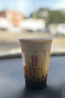 Brown sugar coffee milk tea with black pearl boba