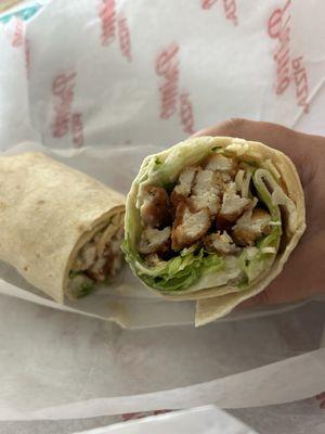 Chicken caesar wrap with crispy chicken