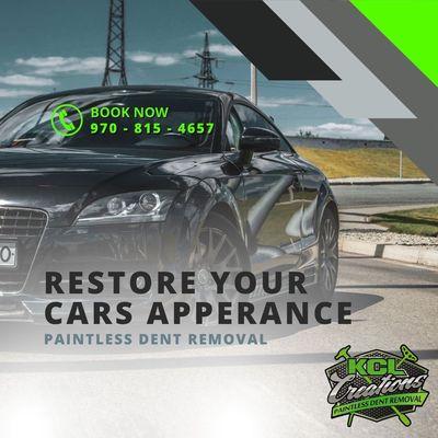 Paintless Dent Removal in Loveland, Colorado by KCL Creations Professional Paintless Dent Removal.