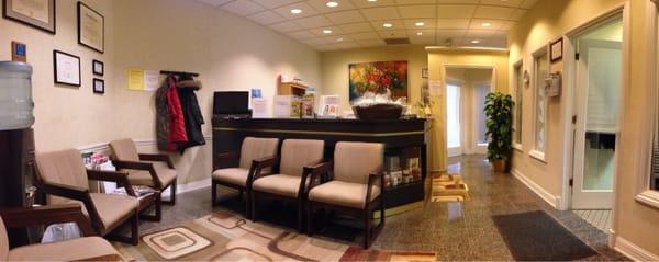 Waiting Room, Front Desk, & hallway to exam rooms