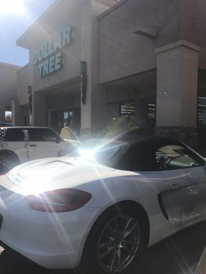 Dollar tree prince & Campbell parked next to Porsche as I have fresh new paint job they might be parking lot careful?