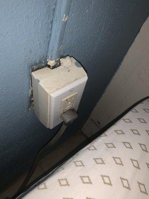 Outlet behind bed