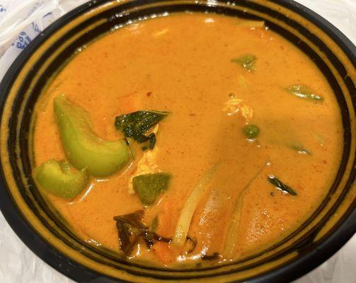 Red curry is bland and watery