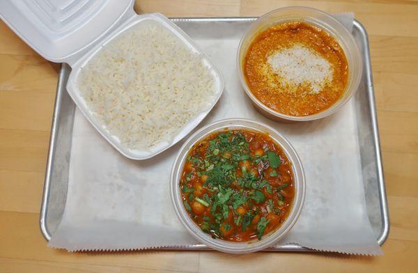 Chicken Korma and Channa Masala