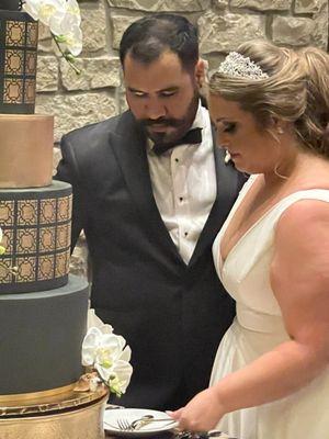 Cake table at the end of the stairs