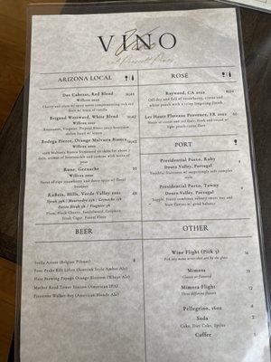 Wine list