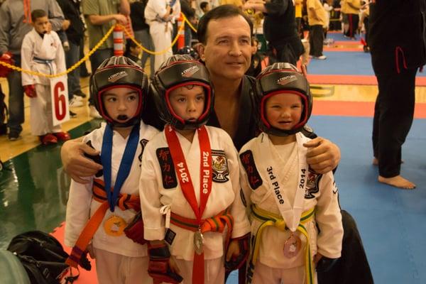 Mr. Speakan with 3 of our Little Dragons, at the Bob & Barbara White Invitational 2014