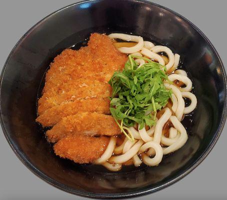 Black Garlic Udon with Chicken cutlet