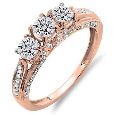 Beautiful 3 stone rose gold ring