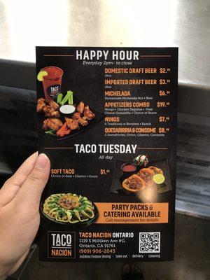 Happy hour and taco Tuesday