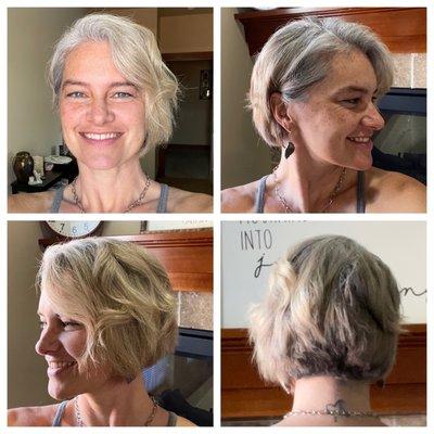 Haircut and helping me go natural gray