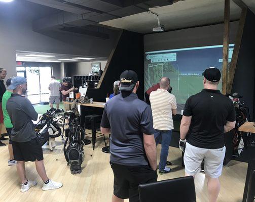 Indoor golf simulator- great for a round of golf, practice, and fundraisers (indoor golf tournaments)