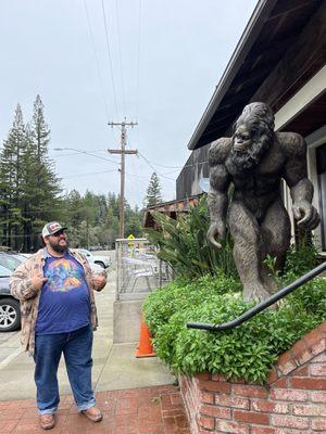 Hubs showing Bigfoot his Bigfoot shirt.