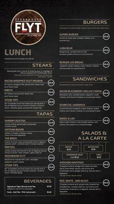 Flyt Steakhouse by Alpine Inn's Lunch Menu