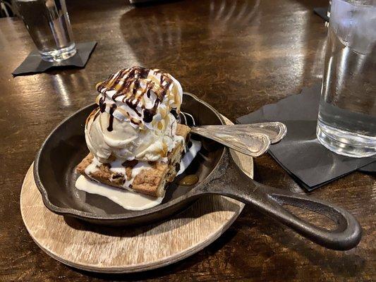 Cookie Ice Cream sundae. Looked delicious, but parts of cookie were hard as a rock!