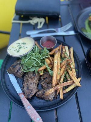 Steak tips with truffle fries