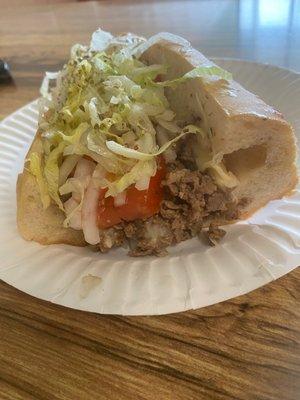 Yummy cheesesteak hoagie!