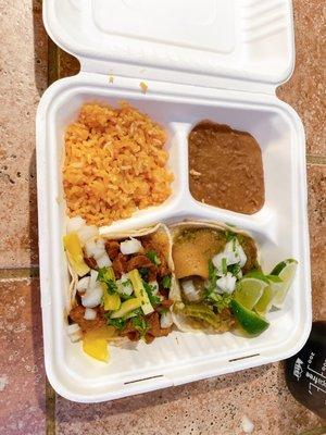 Taco plate: Chicharron & al pastor