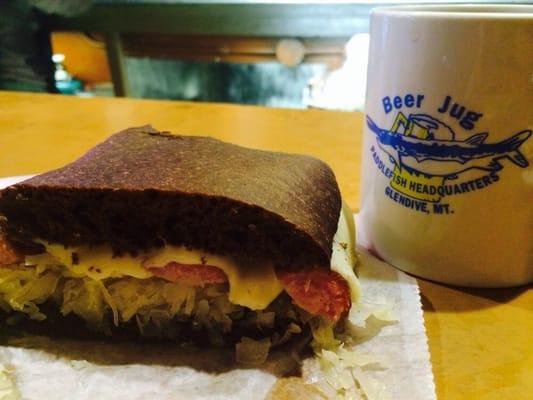 Swiss Brat with a coffee. Something most locals get is the Swiss Brat or the Reuben.