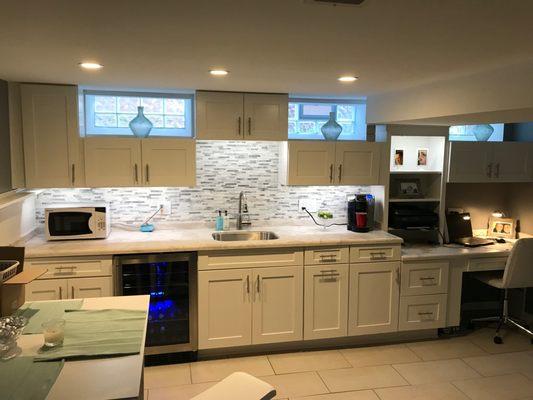 Beautiful custom made cabinets/countertop.