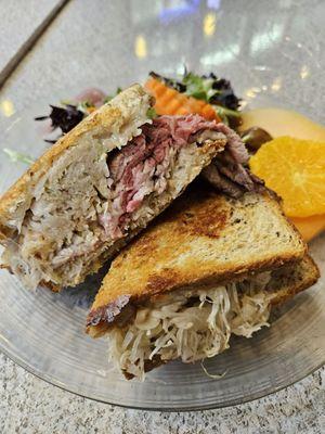 Prime rib ruben sandwich