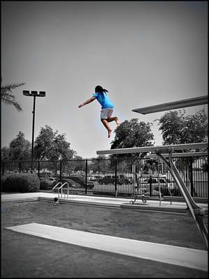 Jumping off the higher diving board..