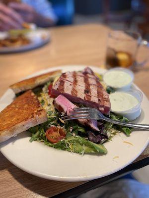 Ahi salad!! Yes, that is a whole naked steak of ahi!!