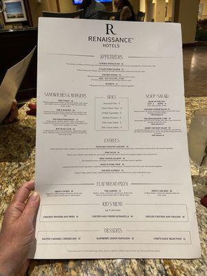 Dinner menu