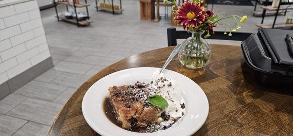 SMOKED FIG BREAD PUDDING with sticky toffee and espresso pecan crumble