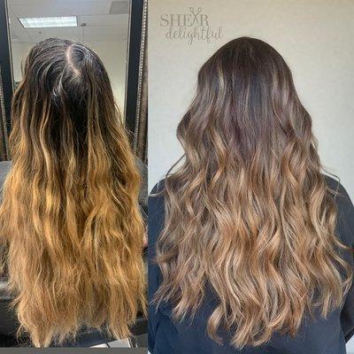 B&A. Reverse balayage