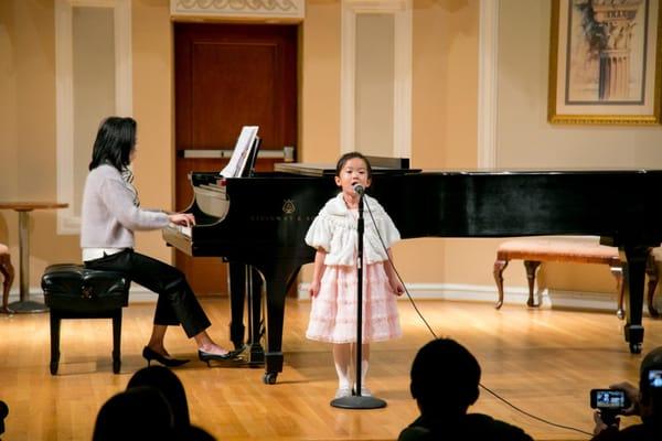 Vocal student at the Winter Recital 2013