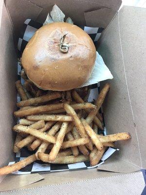 Ranch burger and regular fries.