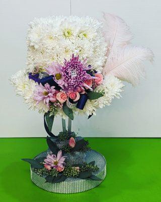 Custom form piece. Kentucky Derby Hat. With pom poms, roses and feathers