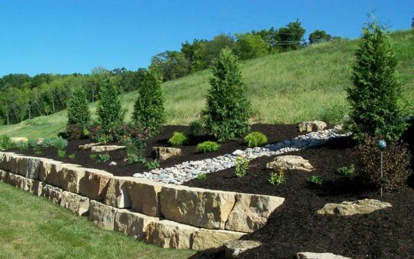 St. Louis Landscaping boulder walls - by Shelton Landscape