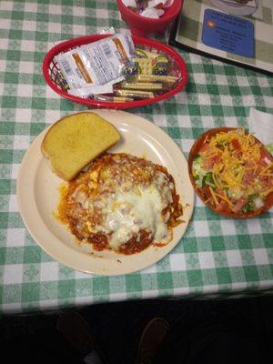 Lasagna and side salad