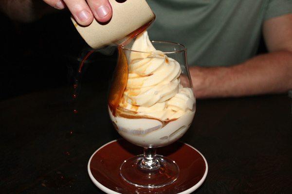 The Affogato is made with a rotating soft serve & a shot of espresso.