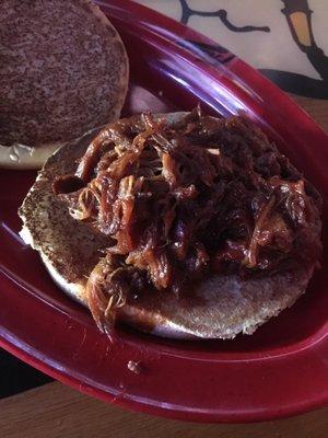 Fricker's pulled pork doesn't fill bun!